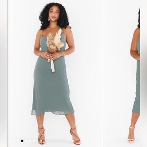Show Me Your MuMu Verona Cowl Dress in deep sage chiffon